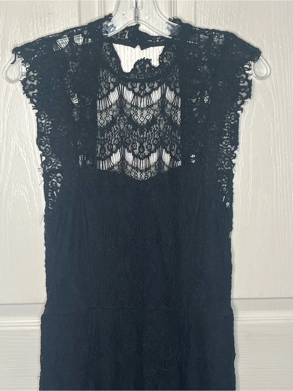 Free People Daydream Elegant Black Lace Mini Dress Sleeveless High Neck Sz M - Picture 3 of 13